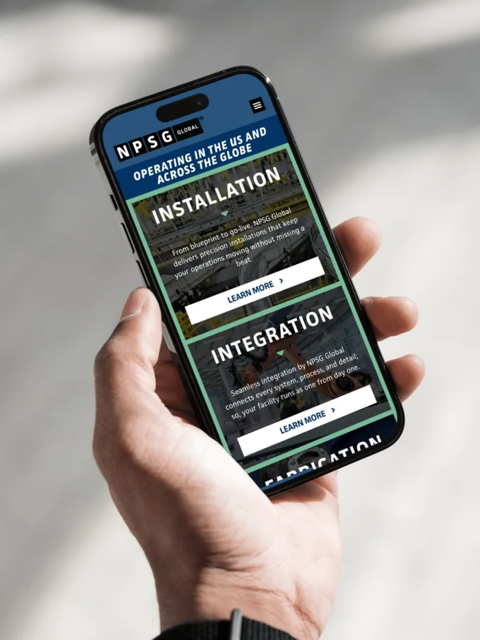 The NPSG Global services menu on a phone